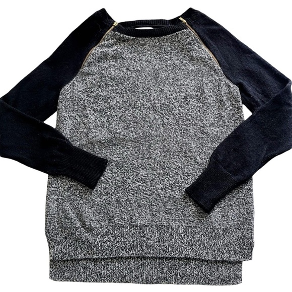 Banana Republic Merino Wool Cashmere Italian Yarn Black/Gray Zipper Sweater - Sm - Picture 1 of 3